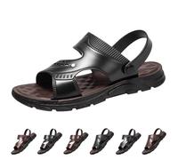 Sandali da uomo, sandali da uomo, estivi, in pelle, per guida, scarpe piatte, ad asciugatura rapida, regolabili, sandali da trekking, antiscivolo, scarpe estive impermeabili, marrone, 40 EU