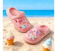 Sandali decorati con fiori e perle rosa per bambine, scarpe estive alla moda da indossare dentro e fuori casa, adatte per la scuola, feste, uso casual quotidiano e raduni, sandali e scarpe casual legg