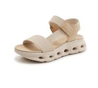 Sandali di camminata comodi della piattaforma delle donne, sandali spessi di sport con la suola di EVA di 4cm con il gancio ed il ciclo regolabili(Beige,39 EU)
