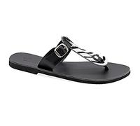 Sandali di punta spaccati a mano greco realizzati in pelle con cinturino a fibbia regolabile, scarpe estive piatte per le donne, sandali scorrevoli con dita aperte, Multicolore 2, 39 EU