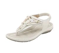 Sandali Donna Bassi Estivi Scarpe Comode e Morbide Estate Donna Casual Punta Strass Piatto Comodo Fondo Morbido Traspirante Fascia Elastica Scarpe Sandali Elegante (Beige 37)