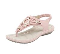 Sandali Donna Bassi Estivi Scarpe Comode e Morbide Estate Donna Casual Punta Strass Piatto Comodo Fondo Morbido Traspirante Fascia Elastica Scarpe Sandali Elegante Estive (Red 37)