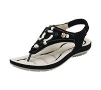 Sandali Donna Bassi Estivi Scarpe Comode e Morbide Estate Donna Casual Punta Strass Piatto Comodo Fondo Morbido Traspirante Fascia Elastica Scarpe Sandali Elegante (Black 38)