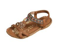 Sandali Donna Bassi - Sandali Bassi Donna Estive Sandali Estivi Eleganti SeparatorLDita ComodScarpEstivSandali Ortopedici Piatti PlantarSandali Traspiranti Cinturino PosteriorVacanzAl (Brown 45)