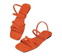 Sandali Donna Bassi, Sandali Donna Estive Eleganti Eleganti Sandali Piatti con Cinturino Comodi Pronti per Essere Indossati a Piedi Nudi Ideali per L'Uso Quotidiano E per Gli Acquirenti (Orange 41)