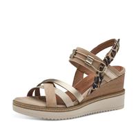 Sandali Donna Beige e Animalier con Zeppa 7 cm TAMARIS