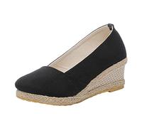Sandali Donna Comodi Donna Sandali Intrecciati Estivi Zeppe Traspiranti Comode Slip On Punta Scarpe Spiaggia Leggere Neri Inblu Spiaggia (Black, 41)