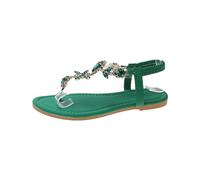 Sandali Donna Comodi Ma Eleganti Cuoio Bassi Sandali da estivi con punta a punta e fondo piatto grandi scarpe da spiaggia Donna Estive Sandalo Basso Estivo (Green 41)