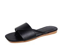 Sandali Donna Comodi Ma Eleganti Da Mare 2022 Summer New Women's Leisure Tinta unita Divisioni Semplice Versatile Suola piatta confortevole Indossando Sandali Bianchi Donna Ciabattine (Black 40)