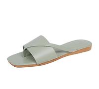 Sandali Donna Comodi Ma Eleganti Da Mare 2022 Summer New Women's Leisure Tinta unita Divisioni Semplice Versatile Suola piatta confortevole Indossando Sandali Bianchi Donna Ciabattine (Green 37)