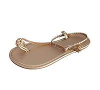 Sandali Donna Comodi Ma Eleganti Trekking Estive Catena Solid Cashion Fashion Flat punta rotonda punta in metallo Sandali in metallo Colore delle donne Estivi Donna Comodi Sandalo (Gold 40)