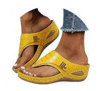 sandali donna comodi,sandali estivi donna,Women's Fashion Casual Summer Style Solid Color Fish Mouth Thick Bottom Slippers Pantofole Ospiti Set (Yellow, 38)