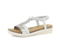 inblu Sandali Donna con Elastico e Fascia Intrecciata con Strass, Plantare in Pelle Imbottito, Argento, 39 EU