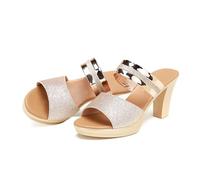 Sandali Donna con Tacco Largo 8cm Ciabatte Eleganti con Plateau 1.5cm | Sabots Estivi Comodi per Feste e Vestiti da Sera Eleganti Mules Tacco Alto