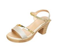 Sandali Donna Con Tacco Scarpe Estive Comode Largo Sandali Estivi Con Tacco Da Donna Nuovi Paillettes Semplici Spesso E Punta Un Plateau (Gold 40)