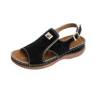Sandali Donna Con Zeppa Bassa - Ciabatte Donna Estive Comode Cinturino, Fascia Larga Con Dettaglio Visibile Pantofole, Punta Aperta Stabile Calzature, Tallone Sostenuto Fondo Leggero Slippers