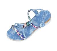 Sandali Donna con Zeppa E Plateau - Sandali Donna Comodi Sandali da Alla Moda per Uscite Informali Giornate di Vacanza in Spiaggia E Impegni di Lavoro Design Aperto Perfetto per L'Estate (Blue 42)