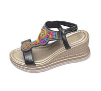 Sandali Donna Con Zeppa Estive Ortopedici Comodi Sandali Estivi da Donna Con Plateau Spessi Casual Stile Tacco Spesso Comfort Scarpe Estive (Black 36)