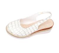 Sandali Donna Con Zeppa Zeppe Estive Neri Comodi Sandali Estivi da Donna Con Tacco a Spillo Fondo Spesso e Romani in Colori Chiusi Davanti Scarpe Zeppa (White 40)