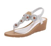 Sandali Donna Eleganti Estive Eleganti Boho Infradito Antiscivolo Con Strass Leggeri Comode Ortopedici Casual Sandali Con Zeppa Aperta Piatti Gioiello Moda Flip Flops Piscina Spiaggia Sandalo Offerta