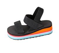 Sandali Donna Estate Camminando Confortevole Ortopedico Scarpe Piattaforma Scratch Traspirante Punta Aperta Sandali Da Spiaggia, Nero 8, 40 EU