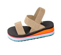 Sandali Donna Estate Camminando Confortevole Ortopedico Scarpe Piattaforma Scratch Traspirante Punta Aperta Sandali Da Spiaggia, Cachi 8, 42 EU