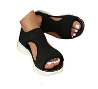 Sandali Donna Estate Comode Scarpe Da Spiaggia Confortevole Traspirante Punta Aperta Leger Ortopedica Scarpa Retro Boemia Ete Nudo Piedi Sport Boho Moda Casual Sandalo Antiscivolo, Nero , 42 EU Étroit