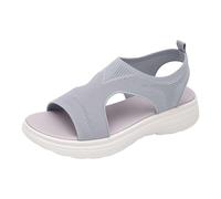 Sandali Donna Estate Confortevole Blu Navy Maglia Taglio Aperto Punta Peep Toe Suola Spessa Tacco Basso per Uscite di Città Tempo Libero Estivo, grigio, 38 EU