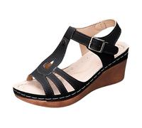 sandali donna estate piattaforma donna design elegante a forma di T con ritagli, comodi e traspiranti. Sandalo donna ammortizzazione Sandalo donna ortopedico suola in memoria di forma piede, Le Noir