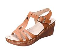 sandali donna estate piattaforma donna design elegante a forma di T con ritagli, comodi e traspiranti. Sandalo donna ammortizzazione Sandalo donna ortopedico suola in memoria di forma piede, marrone