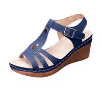 sandali donna estate piattaforma donna design elegante a forma di T con ritagli, comodi e traspiranti. Sandalo donna ammortizzazione Sandalo donna ortopedico suola in memoria di forma piede, Marina