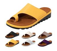 Sandali Donna Estive, Ciabatte Donna Ortopediche Estive con Zeppa Comodi Sandali Eleganti Antiscivolo Pantofole Scarpe per Il Tempo Libero Correttore di Borsite Plateau E Alluce Valgo Giallo XXL