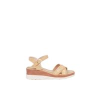 Sandali Donna Estive Comode Zeppa 5,5cm Scarpe Aperte Morbide Fascette Incrociate con Cinturino alla Caviglia e Plantare Morbido (Cachi, Sistema Taglie Calzature EU, Adulto, Numero, Media, 38)