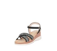 Sandali Donna Estive Comode Zeppa 5,5cm Scarpe Aperte Morbide Fascette Incrociate con Cinturino alla Caviglia e Plantare Morbido (Nero, Sistema Taglie Calzature EU, Adulto, Numero, Media, 38)