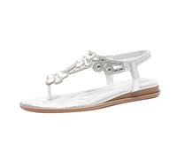 Sandali Donna Estive Comode Zeppe Eleganti Sandali Per Le Donne Cinturino Alla Caviglia Elastico Casual Scarpe da Spiaggia Della Boemia Floreale Donna Chiusi Dietro Scarpe Con (Silver 38)