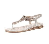 Sandali Donna Estive Comode Zeppe Eleganti Sandali Per Le Donne Cinturino Alla Caviglia Elastico Casual Scarpe da Spiaggia Della Boemia Floreale Donna Chiusi Dietro Scarpe Con Zeppa (Gold 40)