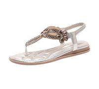 Sandali Donna Estive Comodi Bassi Bohemia Sandali Con Strass Piatti Antiscivolo Eleganti Sandalo Infradito Gioiello Aperta Spiaggia Traspirante Sandalo Da Mare Leggere Morbida Stile Romano 2025