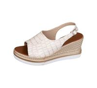 Sandali Donna Estive Con Zeppa Platform Eleganti Sandali Estivi da Donna Stile Casual Con Tacco a Spillo Fibbia a Una Parola e Suola Spessa da Strass Scarpe (White 35)
