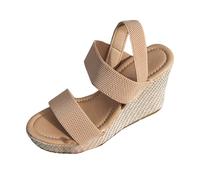 Sandali Donna Estive con Zeppa - Sandali Comodi Donna Sandali Versatili per - Sandali con Plateau Cinturini E Retro Elastico Comodi per Tutti I Giorni E Ideali per La Stagione Calda (Khaki 43)