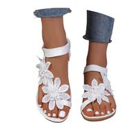Sandali Donna Estive Eleganti Cerimonia Ciabattine Tacco Da Infradito Gioiello Basse Elegante Sportivi Corda Scarpe Comodi Sandalo Schiava Bassi Estivi Basso Con Cinturino Alla,White,Bianco,39