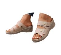 Sandali Donna estive ortopedici Plantare Estraibile, Ciabatte Eleganti Perle Strass Oro Zeppa Bassa Cinturino Caviglia Antiscivolo, Comodi Mare Festa Matrimonio Domna Dinna