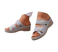 Sandali Donna estive ortopedici Plantare Estraibile, Ciabatte Eleganti Perle Strass Oro Zeppa Bassa Cinturino Caviglia Antiscivolo, Comodi Mare Festa Matrimonio Domna Dinna