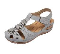 Sandali Donna Estive, Sandali Sportivi Piatti Donna, Scarpe Donna Eleganti e Casual, Sandali da Trekking con Velcro, Cinturino Alla Caviglia Sandali, per Sandali da Trekking Comodi e Casual a Spiaggia