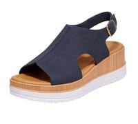 Sandali Donna Estive Women's Summer Woven Textured Wedge Sandals Hollowed Out Breathable Thick Sole Height Increasing Comfortable Sandals (Blue, 39)