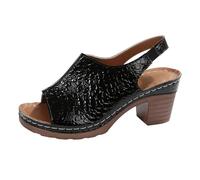 Sandali Donna Estive Zeppa Comodi Ma Eleganti Sandali da Donna Con Fondo Spesso Per Commercio Estero da Indossare All'Esterno Con Bordi Semplici Tacco Largo Scarpe (Black 43)