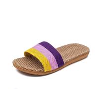 Sandali Donna Estivi, Sandali Eleganti Donna Pantofole estive da donna in lino, sandali piatti, scarpe leggere EVA for, pantofole casual(Purple,37-38)