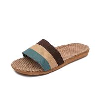 Sandali Donna Estivi, Sandali Eleganti Donna Pantofole estive da donna in lino, sandali piatti, scarpe leggere EVA for, pantofole casual(Brown,37-38)