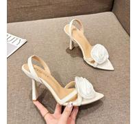 Sandali Donna Gioiello 10.5 cm Bianco Fiocco Eleganti Pelle Sintetica 12214