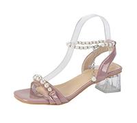 Sandali Donna Gioiello Eleganti Cerimonia Sandali stile per l'estate 2026 da donna linea Pearl con alla con tacco in Gioiello Ciabattine Estive Eleganti (Pink 37)