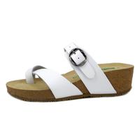 Sandali Donna Infradito in Pelle Bianco Zeppa Bassa 4 cm BIONATURA